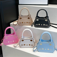 Sac à main mini en PU avec fermeture éclair et broderie chat mignon, style coréen, nouvelle mode, pour femme, idéal pour les étudiantes au quotidien, vente en gros