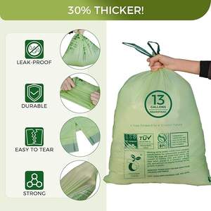 Bolsa retráctil verde Bolsas de basura 13 galones 1,1 Mil de espesor PE Revestimiento de papelera de plástico a prueba de humedad para inodoro Oficina en casa - Product Image 3