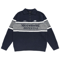 Pull en maille jacquard à lettres style preppy, color-block, coupe ample, col rond, pour hommes et couples