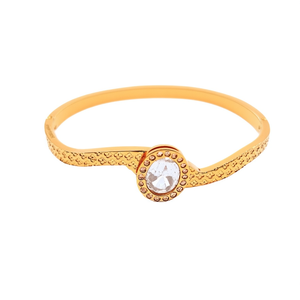 Bracelet en cristal, acier inoxydable 316L, plaqué or PVD, pierre ovale, bijoux - Product Image 2