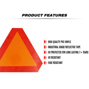 Emblemas de Vehículos de Movimiento Lento con Base Naranja y Borde Reflectante, Material Reflectante de Alta Visibilidad - Product Image 4