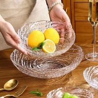 Nouveau Style luxe verre fruits Transparent irrégulière tourbillon assiette grande taille bol en verre clair verre chargeur assiette
