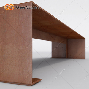 Modern Corten Steel Rust Finish 2mm Thick Powder Coated Rectangle Park Bench CE Certified All-Weather Gnee Garden for Community - Product Image 4