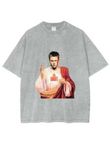 Fight Club Tyler's philosophy T-Shirts Été 100% Coton Drop Shoulder Crewneck Heavyweight Acid Wash - Product Image 3