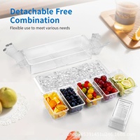 OWNSWING Grand serveur de condiments glacés avec couvercle Plateau de service avec plats amovibles Plateaux de service à glace pour fêtes