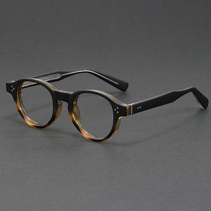 Nuevo hombre elegante marcos de ojos Anti luz azul transparente marrón TR90 aleación redonda insertar Monture De Lunettes Optiques - Product Image 2