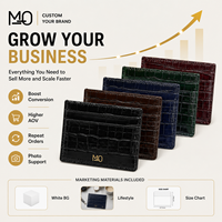Portefeuille ultra-fin multi-fentes en cuir noir gaufré croco pour cadeaux d'entreprise et programmes d'accessoires de mode