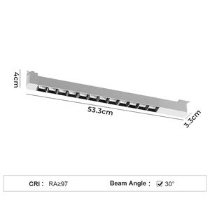 Lampu Track Magnetik <span class=keywords><strong>LED</strong></span> CCT 533mm*33mm 20W, Lampu Grille Putih/Hitam COB Plafon 90 °   Aluminium yang Dapat Diputar untuk Rel Trek Indoor - Product Image 3