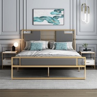 Lit en fer doré moderne et simple, style Mid-Century, double, extensible et pliable, 1,2 mètre, 1,5 mètre, simple, en métal