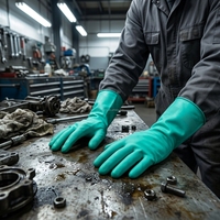 Gants en nitrile de qualité supérieure, doublés de coton, verts, en vrac, pour la construction, l'aménagement paysager, le ménage
