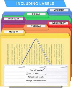 Thư mục A4 Văn phòng phẩm kích thước với 1/3 Cắt nhãn vật tư văn phòng Tủ chứa các tập tin của màu sắc khác nhau thư mục - Product Image 4