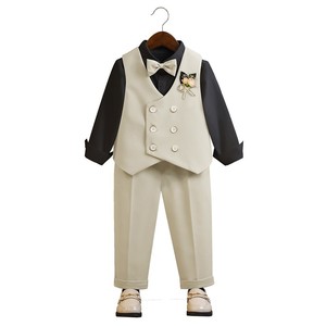 Nouvel ensemble 5 pièces pour garçon Printemps-Automne 2026 : <span class=keywords><strong>Gilet</strong></span>, Nœud Papillon, Pantalon et Corsage – Collection Mode Garçon - Product Image 1