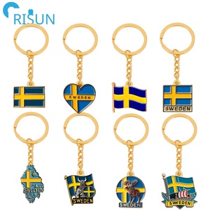 Fabricación de recuerdo sueco Esmalte de metal Suecia Llavero sueco Llavero personalizado Suecia Mapa Bandera Llavero Logotipo sueco Llavero - Product Image 1