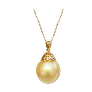 Stylish Durable Polished 18K <b>Solid</b> <b>Gold</b> <b>pendant</b> accessories Inlaid Tiny Clear Diamond For Pearl <b>Pendant</b> Necklace Handmade - Product Image 1