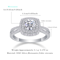 S925 Sterling Silber Moissanit-Ring Doppel-Halo Geteilter Schaft Vierklauen-Fassung Runder Schliff Damenschmuck