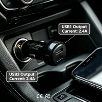 Mini Cargador de Coche Dual USB de 4.8A, Alta Estabilidad, 5V 2.4A Independiente, para Pedidos Globales OEM, Adaptador de Coche