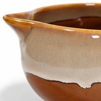 Ensemble de matcha en céramique avec glaçure réactive crème marron, bol à matcha avec bec verseur, fouet en bambou, support pour fouet, chashaku, kit de thé