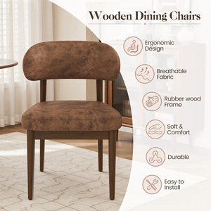 Curved Back Portable Reclining Modern Faux Leather Rubber Wood Dining <b>Side</b> Chairs for Restaurant and Cafe - Product Image 3