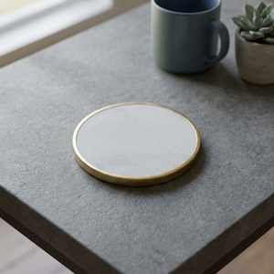 Sous-verre rond moderne en céramique avec bord doré, résistant à la chaleur, pour la décoration de la maison, de la table basse, style unique et attrayant - Product Image 1