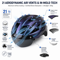 Casque de vélo OEM ODM avec coque PC moulée en interne, corps en EPS, 255g, 21 aérations, avec lentille magnétique pour adultes