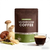 Café en poudre aux herbes personnalisé pour adultes, certifié GMP, pour l'énergie, l'immunité et la concentration cérébrale, avec champignons Crinière de lion et Reishi, marque privée