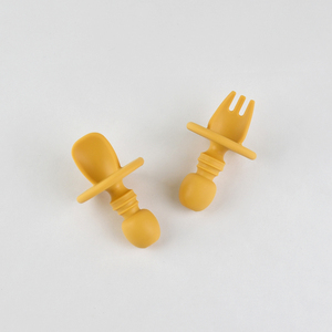 ช้อนเลียและส้อมซิลิโคนแบบนิ่มช้อนฝึกที่จับสั้นสำหรับอาหารเด็กทารกและ<span class=keywords><strong>ข้าว</strong></span>ทานอาหารสำหรับ<span class=keywords><strong>เด็ก</strong></span> - Product Image 4