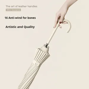 Nhật bản-phong cách dual-mục đích 16-Rib thẳng cong nhà sử dụng hàng ngày ô mặt trời mưa kinh doanh dài xử lý ô Quà Tặng - Product Image 2