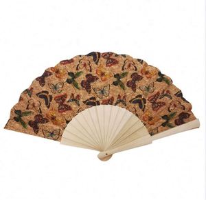 พัดไม้คอร์กธรรมชาติแบบพับได้ ลายเพ้นท์ สำหรับงานแต่งงาน ของชำร่วย ของแจกในงานปาร์ตี้ ของขวัญ ขายส่ง - Product Image 1