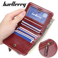 Dompet Wanita Baellerry Multi Slot Kartu Bahan Kulit PU Berlapis Minyak Portemonnaie Femme Grosir Dompet Mini Lucu untuk Wanita