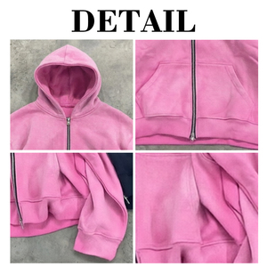 King Sen French Terry 100% Cotton Custom Premium Hoodie Digital Printing Streetwear Cropped Zipper Hoodie <b>for</b> Men - Product Image 4