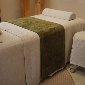 White Solid Color Massage Table <strong>Sheet</strong> Sets Velvet <strong>Bed</strong> <strong>Valance</strong> <strong>Sheet</strong> Table Skirt Set - Product Image 2
