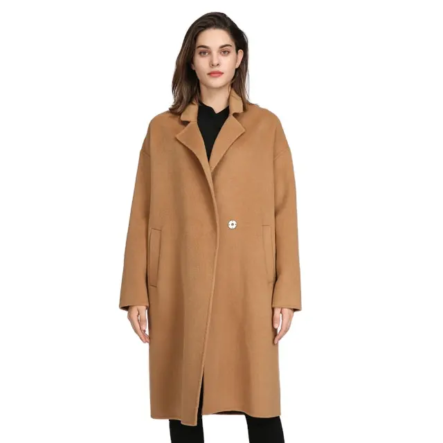 Customized wool ladies overcoat plus size long sleeve winter trench coat for women