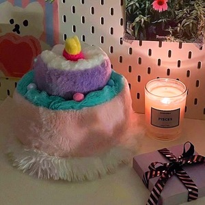 Sombrero de Peluche Reversible con Diseño de Pastel, Lindo y Novedoso, Regalo de Cumpleaños para Mujeres, Niñas y Amigas - Product Image 2