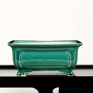 Maceta cuadrada esmaltada hecha a mano, grande, para escritorio, para pino de lengua de pájaro y junipero - Product Image 1