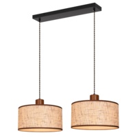 Nouvelle conception de lustre à double tête en tissu tissé, style rétro français, hauteur réglable, pour salon, salle à manger, restaurant