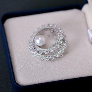 Broche de Anillo de Perlas de Agua Dulce de Alta Calidad de 8-9 mm, Diseño Clásico Elegante para Otoño e Invierno, Brillante e Impecable - Product Image 4