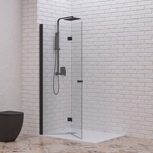 Kamalu KSW7000N Porta Doccia Walk-in Nera da 80cm - Product Image 1