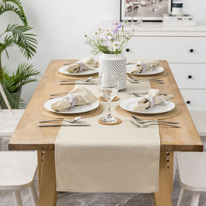 Camino de mesa de lino con borde de banquete de boda bordado de alta calidad con técnicas tejidas - Product Image 4