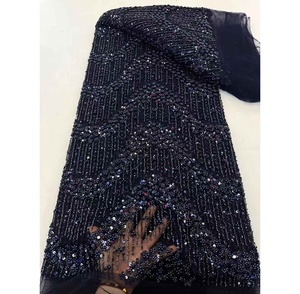 Tela de Encaje con Lentejuelas y Cuentas para Vestidos de Novia, Estilo Africano, Europeo y Americano, Tela Bordada de <span class=keywords><strong>Moda</strong></span> - Product Image 3