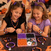 Kit de fabrication de bracelets DIY pour Halloween avec perles rondes en acrylique de 6 mm, perles en argile polymère de 10 mm, cordon élastique et boîte de rangement à 4 compartiments