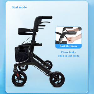 KSM-802 Hospital Grade Physical Therapy Airport Friendly Portable Carbon Fiber <b>Walker</b> Rollator with Connecting Brake Supplier - Product Image 6