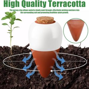 Pot auto-arrosant pour plantes paresseuses, design européen, en <span class=keywords><strong>terre</strong></span> <span class=keywords><strong>cuite</strong></span>, avec picots d'arrosage, en céramique artisanale, arroseur goutte-à-goutte automatique, absorbant pour voyage - Product Image 3