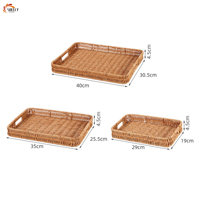 Panier rectangulaire XL en rotin tressé PP fait main pour le rangement des fruits et légumes, plateau de présentation pour supermarché, snacks et pain