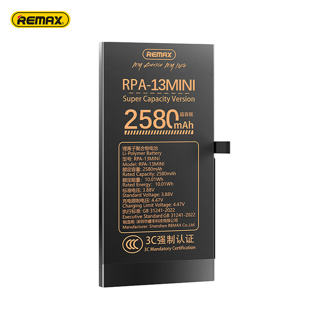 Remax RPA 2580mAh High Quality Rechargeable for Battery-Long Lasting Fast Charge Safe for IPhone 13 Pro/XS/XR/14 Pro Max Models