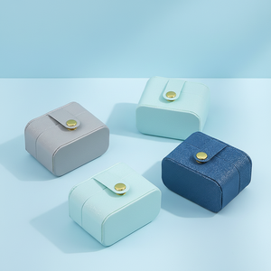 Mini joyero, estuche portátil para anillos, pequeña caja de joyería de cuero, estuche de viaje para guardar joyas, caja de regalo para dos anillos - Product Image 3