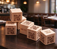 Support publicitaire personnalisé en bois avec code QR gravé, pour paiement, signalisation Wi-Fi, logo d'entreprise, menus numériques