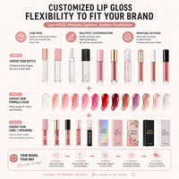 Cosmétiques professionnels OEM ODM personnalisés à étiquette privée, gloss à lèvres coréen naturel végétalien, imperméable, longue tenue, transparent avec paillettes