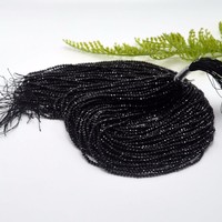 Perles de spinelle noire naturelle facettées de 2 mm, 3 mm, 4 mm, pierres précieuses en vrac pour la fabrication de bijoux