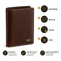 Dompet Kartu Kulit Premium Coklat Vintage Langsung dari Pabrik Dengan Logo Emas Jahitan Klasik OEM ODM Kemasan Kustom Hadiah Bisnis