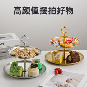 Stainless Steel Multi Tier Cake Stand 3 Tier Dessert Display For Indoor Use Modern Style Durable Metal Frame - Product Image 5